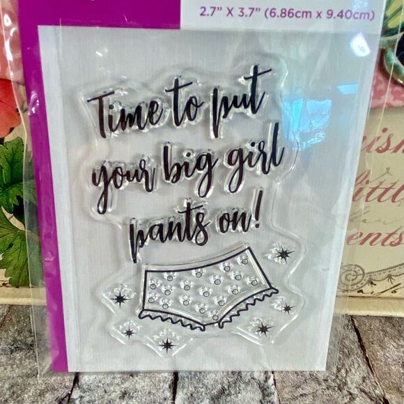 Crafter's Companion Clear Stamp NWT Big Girl Pants 1 Piece Handmade Cards - Picture 3 of 4